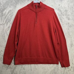 L.L Bean Quarter‎ 1/4 Zip Cashmere Blend Pullover Sweater Men's Large Reg Red